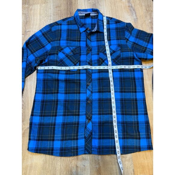 E11 State of Elevenate Mens Blue & Black Plaid Flannel Button Up Shirt XXL Portu - Picture 5 of 9